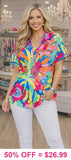 Colorful print short sleeve top