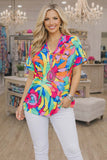 Colorful print short sleeve top