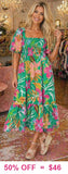 S,M,L : Green , Pink Floral, Dress