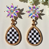 Checkered teardrop earrings with bling post