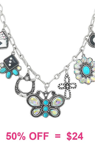 Western, Casino, bling charm necklace