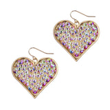 Gold Heart Earrings with Bling AB Rhinestones