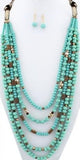 Turquoise Crystal and Copper Beaded 5 Layer Necklace