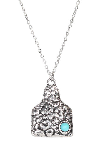 Western Leopard Texture Cattle Tag Necklace