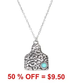 Western Leopard Texture Cattle Tag Necklace