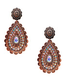 Copper Teardrop concho earrings with Bling Rhinestones