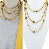 Mustard Yellow & Leopard Crystal Beaded 60" Layering Necklace