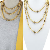 *Mustard Yellow & Leopard Crystal Beaded 60" Layering Necklace