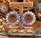 Western Glass Stone Round Earring