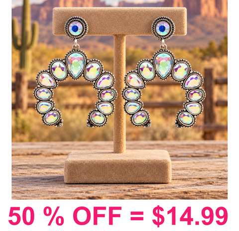 Glass Stone Western Squash Blossom Earring