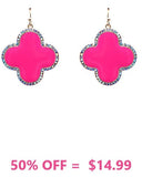 Pink Clover earrings with bling trim