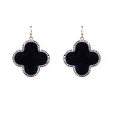 Black Clover earrings with bling trim