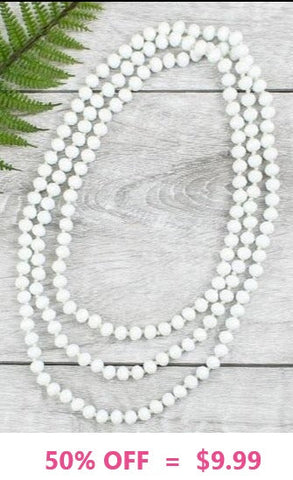 White Crystal 60" Layering Necklace
