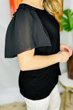 Black top with Georgette sleeves