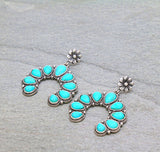 Western Semi Stone Horseshoe Earring