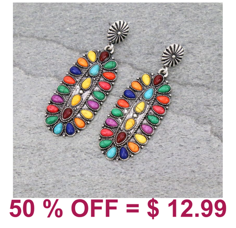 Western Design Stone Stud Earrings