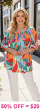 Colorful Blouse with button & tie neck