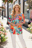 Colorful Blouse with button & tie neck