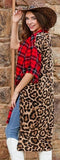 * Red Plaid & Leopard Kimono *