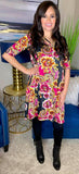 Magenta Floral flutter tunic