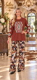 Brown Tribal long sleeve top