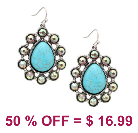 Western Turquoise Teardrop Earring