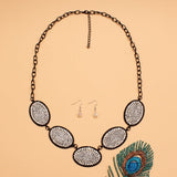 Black Clear Rhinestone Bling Concho Necklace