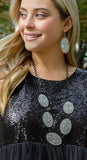 Black Clear Rhinestone Bling Concho Necklace