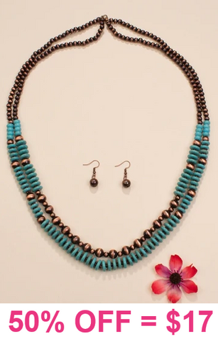 Copper & Turquoise 2 strand necklace