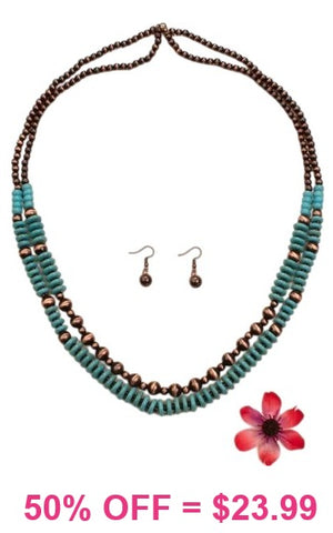 COPPER & Turquoise 2 strand necklace