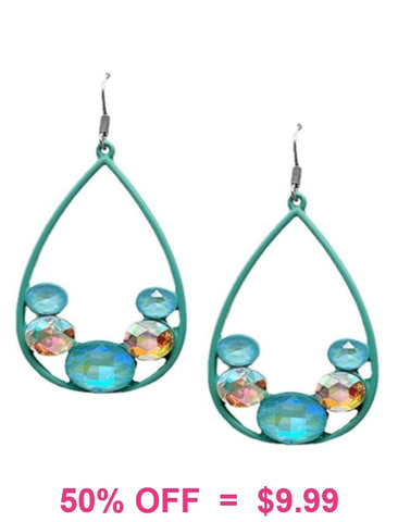 Turquoise Teardrop earrings with bling