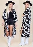 Black & White Cow Print kimono duster