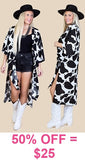 Black & White Cow Print kimono duster