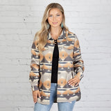 L,XL,2X,3X : Tan tribal coat