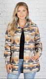 L,XL,2X,3X : Tan tribal coat