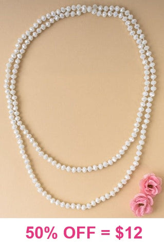 White Crystal 60" Layering Necklace