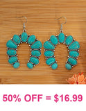 Turquoise Stone Western Earrings with Silver Border