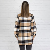 L,XL,2X,3X : Tan plaid shacket