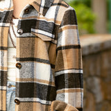 L,XL,2X,3X : Tan plaid shacket