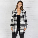 L,XL,2X,3X : Grey plaid shacket
