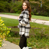 L,XL,2X,3X : Grey plaid shacket