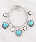 Turquoise heart charm bracelet