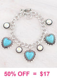 Turquoise heart charm bracelet