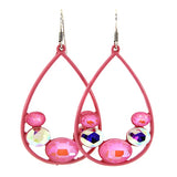 Pink Teardrop earrings with bling