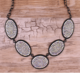 Black Clear Rhinestone Bling Concho Necklace