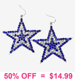 Blue & Bling Rhinestone STAR earrings