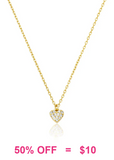 Gold Necklace with Mini Bling Heart pendant