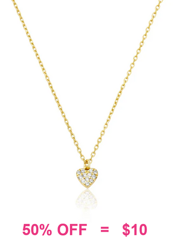 Gold Necklace with Mini Bling Heart pendant