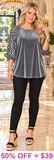 Grey velvet leopard sleeve blouse