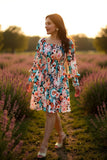 S, M, 2X, 3X Floral Smocked Baby Doll Dress